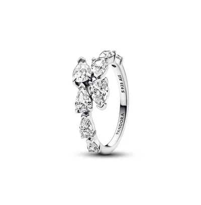 Pandora Sterling Silver Sparkling Overlapping Band Ring In Metallic