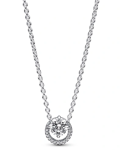 Pandora Sterling Silver Sparkling Round Halo Pendant Collier Necklace