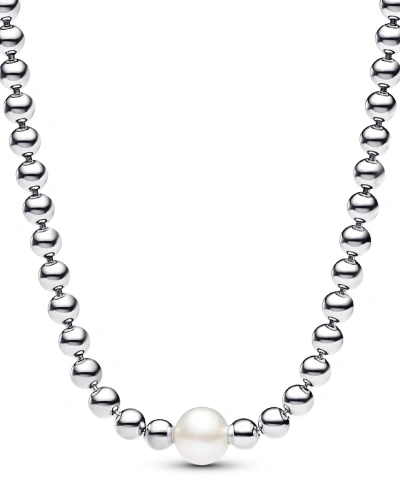 Pandora Sterling Silver Sparkling Treated Freshwater Cultured Pearl Beads Collier Necklace