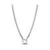 Pandora Sterling Silver Studded Clasp Chain Necklace In Sterling Silver