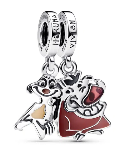 Pandora Sterling Silver The Lion King Timon Pumbaa Splittable Dangle Charm In Metallic