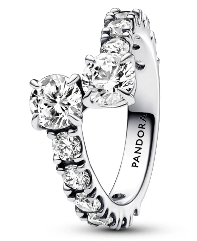 Pandora Sterling Silver Timeless Overlapping Sparkling Band Ring