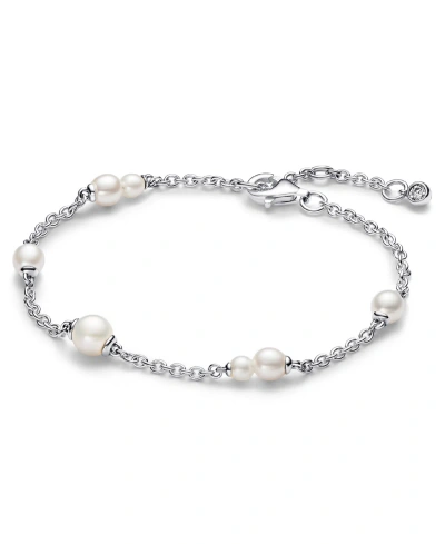 Pandora Sterling Silver Timeless Treated Freshwater Cultured Pearl Station Chain Bracelet