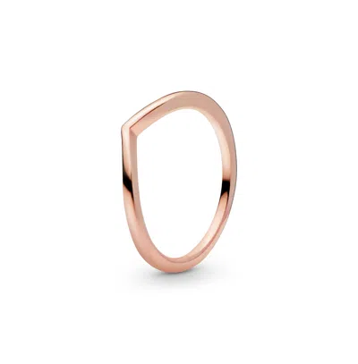 Pandora Sterling Timeless Polished Wishbone Ring In Rose Gold