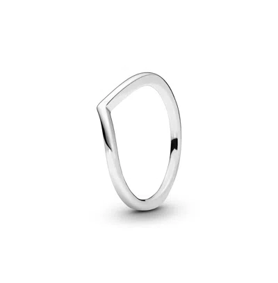Pandora Sterling Timeless Polished Wishbone Ring In Silver
