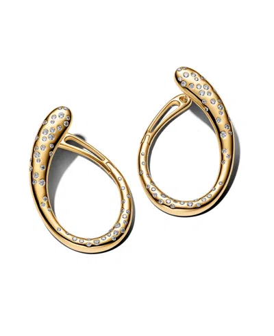 Pandora Stone-set Hinged Hoop Earrings In White
