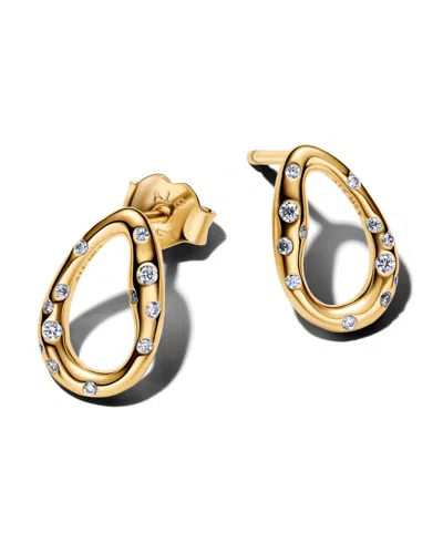 Pandora Stone-set Oval Stud Earrings In Gold