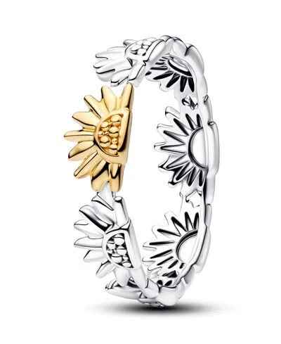 Pandora Sunflower Two-tone Band Ring In Metallic
