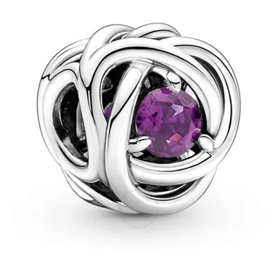 Pandora Symbols Ladies Sterling Silver February Purple Eternity Circle Charm In Silver Tone