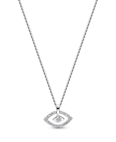 Pandora Talisman Sterling Silver Lab-grown Diamond Evil Eye Pendant Necklace