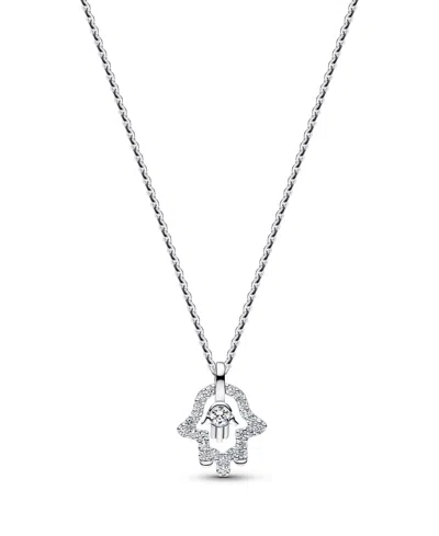 Pandora Talisman Sterling Silver Lab-grown Diamond Hamsa Hand Pendant Necklace