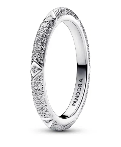 Pandora Texture Clear Cubic Zirconia Stones Ring In Silver