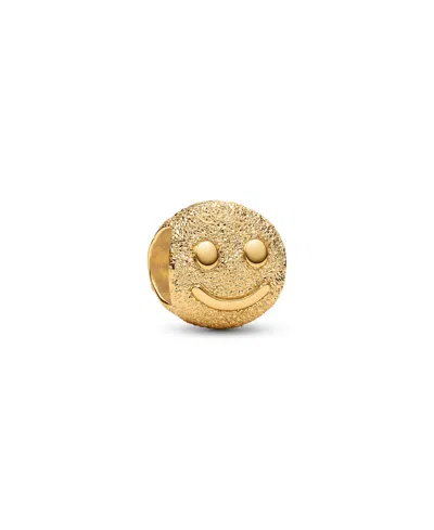 Pandora Textured Happy Face Mini Charm In Gold