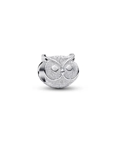 Pandora Textured Owl Mini Charm In Silver
