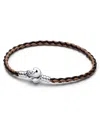 Pandora The Lion King Clasp Braided Leather Bracelet In Brown