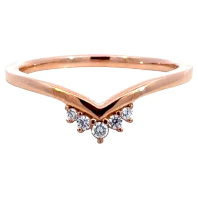 Pre-owned Pandora Tiara Wishbone Cubic Zirconia Rose Gold Plated Ring In Red