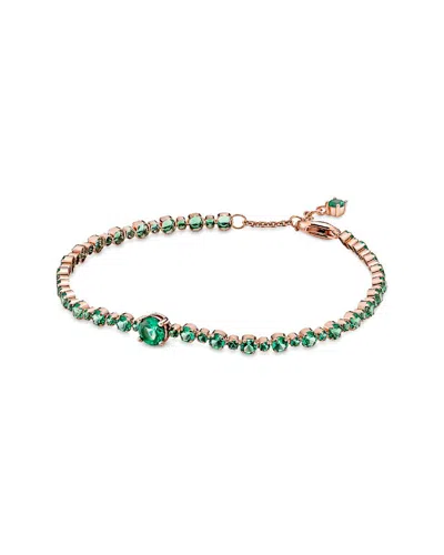 Pandora Timeless 14k Rose Gold Plated Chain Bracelet In Green