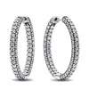 Pandora Timeless Pave Single-row Hoop Earrings In Brown