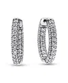 Pandora Timeless Pave Single-row Hoop Earrings In Silver