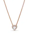 Pandora Timeless 14k Rose Gold-plated Sparkling Cubic Zirconia Heart Collier Necklace In Rose Gold