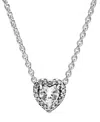 Pandora Timeless Sterling Silver Elevated Cubic Zirconia Heart Necklace In Silver