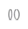 Pandora Timeless Sterling Silver Pave Single-row Hoop Earrings In Clear
