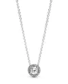 Pandora Timeless Sterling Silver Round Sparkle Cubic Zirconia Halo Necklace In Silver
