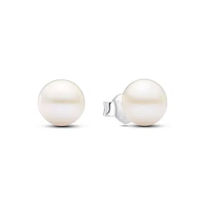Pandora Treated Freshwater Cultured Pearl 7mm Stud Earrings In Metallic