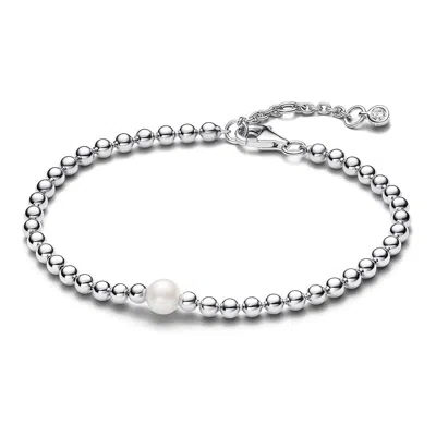 Pandora Treated Freshwater Cultured Pearl & Beads Bracelet In Silver