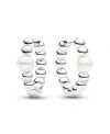 Pandora Treated Freshwater Cultured Pearl Beads Hoop Earrings In Silver