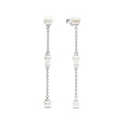 Pandora Treated Freshwater Cultured Pearl Drop Earrings In Metallic