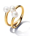 Pandora Treated Freshwater Cultured Pearl Open Ring In 14k Gold-plated In Gold