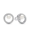 PANDORA TREATED FRESHWATER CULTURED PEARL PAVE HALO STUD EARRINGS