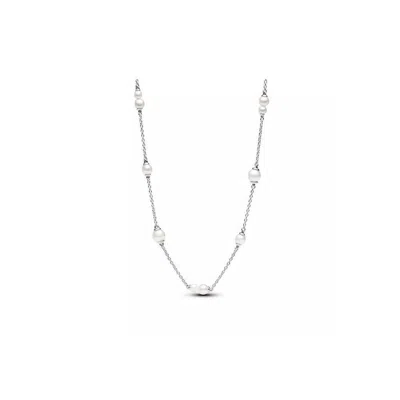 Pandora Treated Freshwater Cultured Pearl Station Chain Necklace In Metallic
