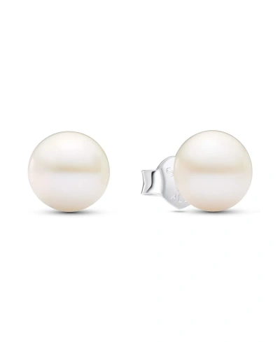 Pandora Treated Freshwater Cultured Pearl Stud Earrings In Silver