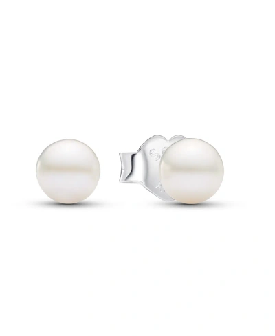 Pandora Treated Freshwater Cultured Pearl Stud Earrings In Silver