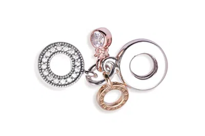 Pandora Triple Monogram & Logo Dangle Charm In Metallic