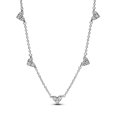 Pandora Triple Stone Heart Station Chain Necklace In Multi