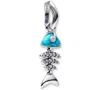 Pandora Turquoise Fishbone Dangle Charms In Metallic
