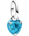 Pandora Turquoise Heart Mini Dangle Charms In Blue