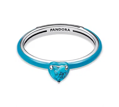 Pandora Turquoise Heart Stone Ring In Blue