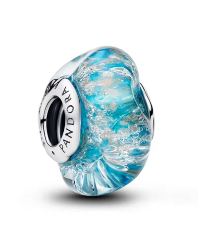 Pandora Turquoise Murano Glass Glitter Charm In Blue