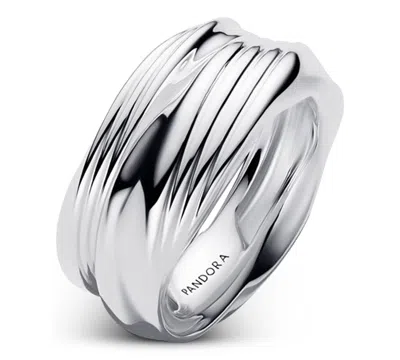 Pandora Twisted Double Ring In Silver