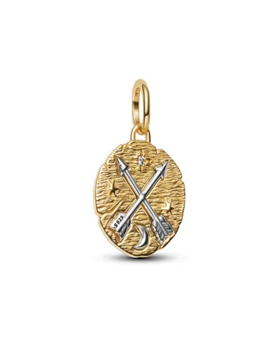 Pandora Two Tone Crossing Arrows Medallion Charms In Gold