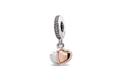Pandora Two-tone Double Heart Dangle Charm In Silver