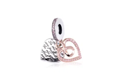 Pandora Two-tone Infinity Heart Double Dangle Charm In Silver