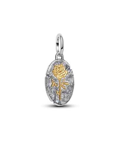 Pandora Two Tone Rose Medallion Charms In Metallic