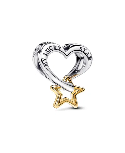 Pandora Two-tone Sterling Lucky Star Heart Charm In Two Tone
