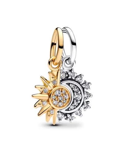 Pandora Two-tone Sterling Splittable Sun Moon Dangle Charm