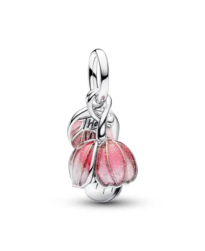 Pandora Two-tone Blooming Flower Dangle Charm In Pink